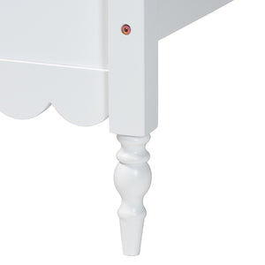 Baxton Studio Baxton Studio Roni Modern White Wood 4-Piece Bedroom Set with Scalloped Edges and Elegant Design Twin Roni-White-Twin 4PC Bedroom Set 2