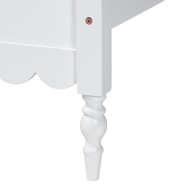 Baxton Studio Baxton Studio Roni Modern White Wood 4-Piece Bedroom Set with Scalloped Edges and Elegant Design Twin Roni-White-Twin 4PC Bedroom Set 2