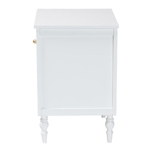 Baxton Studio Roni Modern White Wood Nightstand With Scalloped Edges, Metal Pull, Stylish Storage & Charm White Solid Rubberwood,Mdf Roni-white-ns