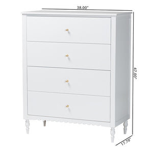 Baxton Studio Baxton Studio Roni White 4-Drawer Chest - Elegant Scalloped Design with Modern Storage Solutions! Roni-White-Chest
