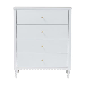 Baxton Studio Baxton Studio Roni White 4-Drawer Chest - Elegant Scalloped Design with Modern Storage Solutions! Roni-White-Chest