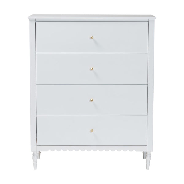 Baxton Studio Baxton Studio Roni White 4-Drawer Chest - Elegant Scalloped Design with Modern Storage Solutions! Roni-White-Chest