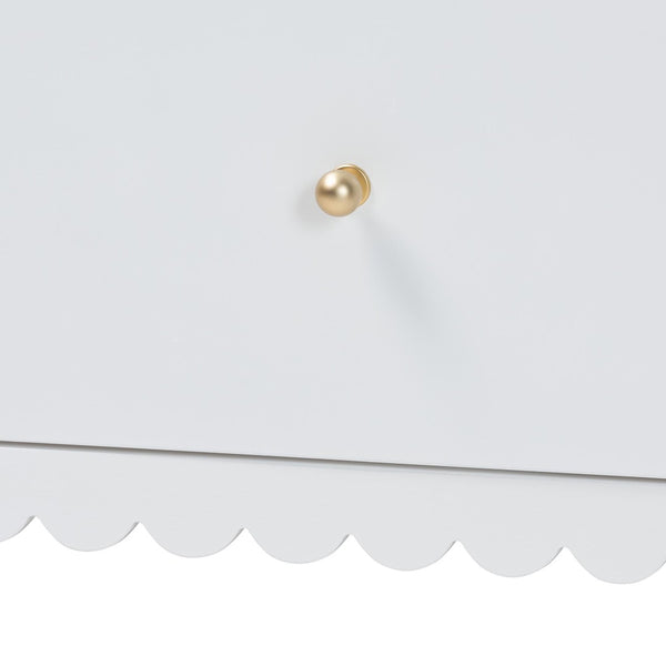 Baxton Studio Baxton Studio Roni White 4-Drawer Chest - Elegant Scalloped Design with Modern Storage Solutions! Roni-White-Chest