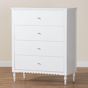 Baxton Studio Baxton Studio Roni White 4-Drawer Chest - Elegant Scalloped Design with Modern Storage Solutions! Roni-White-Chest