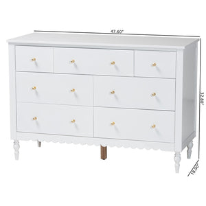 Baxton Studio Baxton Studio Roni 7-Drawer Dresser - Stylish White Wood Design with Scalloped Edges & Storage Solution Roni-White-Dresser