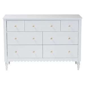 Baxton Studio Baxton Studio Roni 7-Drawer Dresser - Stylish White Wood Design with Scalloped Edges & Storage Solution Roni-White-Dresser