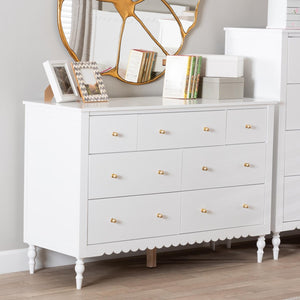 Baxton Studio Baxton Studio Roni 7-Drawer Dresser - Stylish White Wood Design with Scalloped Edges & Storage Solution Roni-White-Dresser