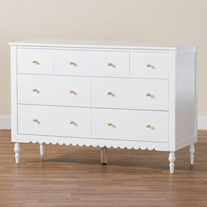 Baxton Studio Baxton Studio Roni 7-Drawer Dresser - Stylish White Wood Design with Scalloped Edges & Storage Solution Roni-White-Dresser