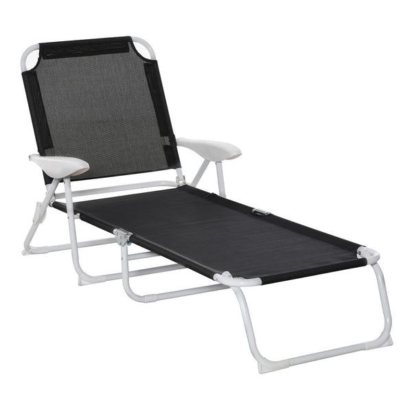 English Elm Outsunny Folding Chaise Lounge Chair - 4-Position Recliner, Lightweight Mesh, Portable For Beach & Patio W2225P200842-GIGA