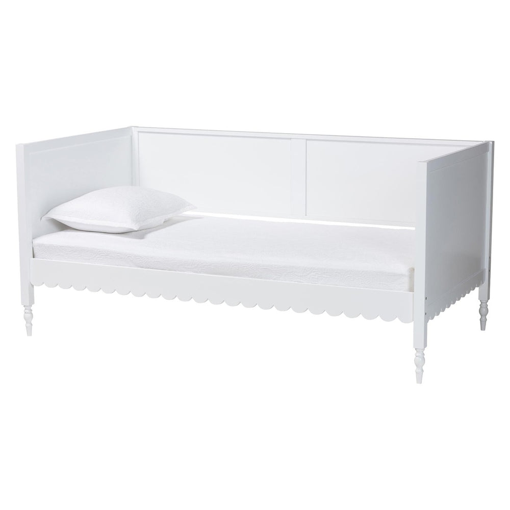 Baxton Studio Baxton Studio Roni Twin Daybed in Crisp White with Scalloped Edges & Timeless Design for Modern Homes Roni-White-Daybed-Twin