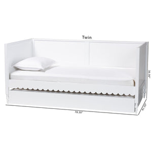 Baxton Studio Baxton Studio Roni Twin Daybed with Trundle - Stylish Scalloped Design for Space-Saving Comfort Roni-White-Daybed with Trundle