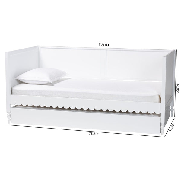 Baxton Studio Baxton Studio Roni Twin Daybed with Trundle - Stylish Scalloped Design for Space-Saving Comfort Roni-White-Daybed with Trundle