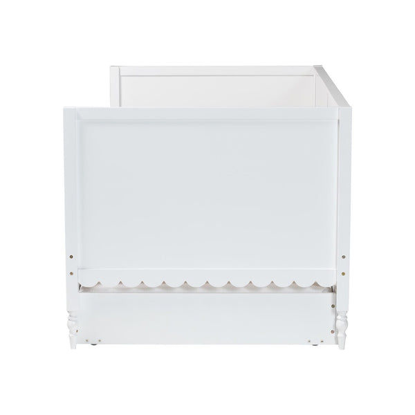 Baxton Studio Baxton Studio Roni Twin Daybed with Trundle - Stylish Scalloped Design for Space-Saving Comfort Roni-White-Daybed with Trundle