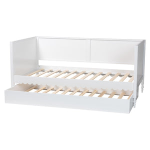 Baxton Studio Baxton Studio Roni Twin Daybed with Trundle - Stylish Scalloped Design for Space-Saving Comfort Roni-White-Daybed with Trundle