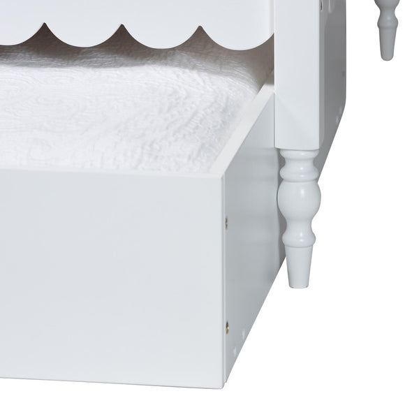 Baxton Studio Baxton Studio Roni Twin Daybed with Trundle - Stylish Scalloped Design for Space-Saving Comfort Roni-White-Daybed with Trundle