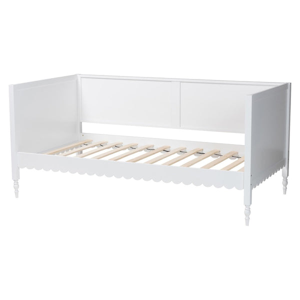 Baxton Studio Baxton Studio Roni Twin Daybed in Crisp White with Scalloped Edges & Timeless Design for Modern Homes Roni-White-Daybed-Twin
