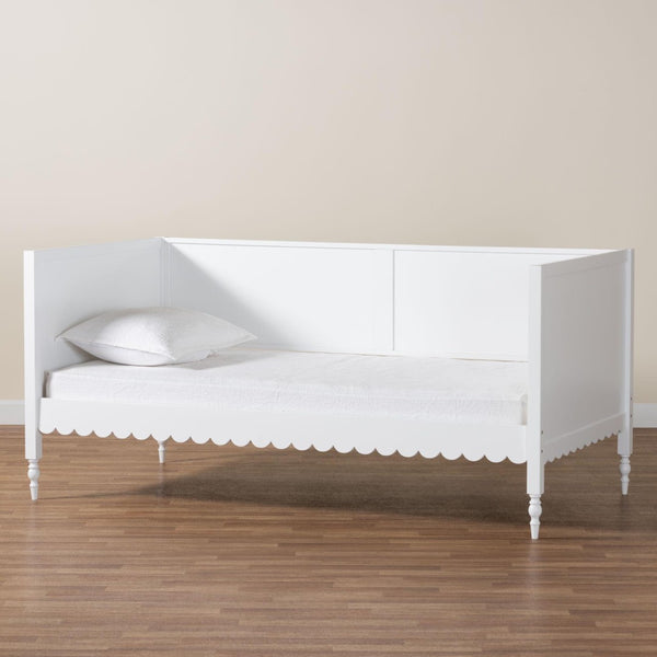 Baxton Studio Baxton Studio Roni Twin Daybed in Crisp White with Scalloped Edges & Timeless Design for Modern Homes Roni-White-Daybed-Twin