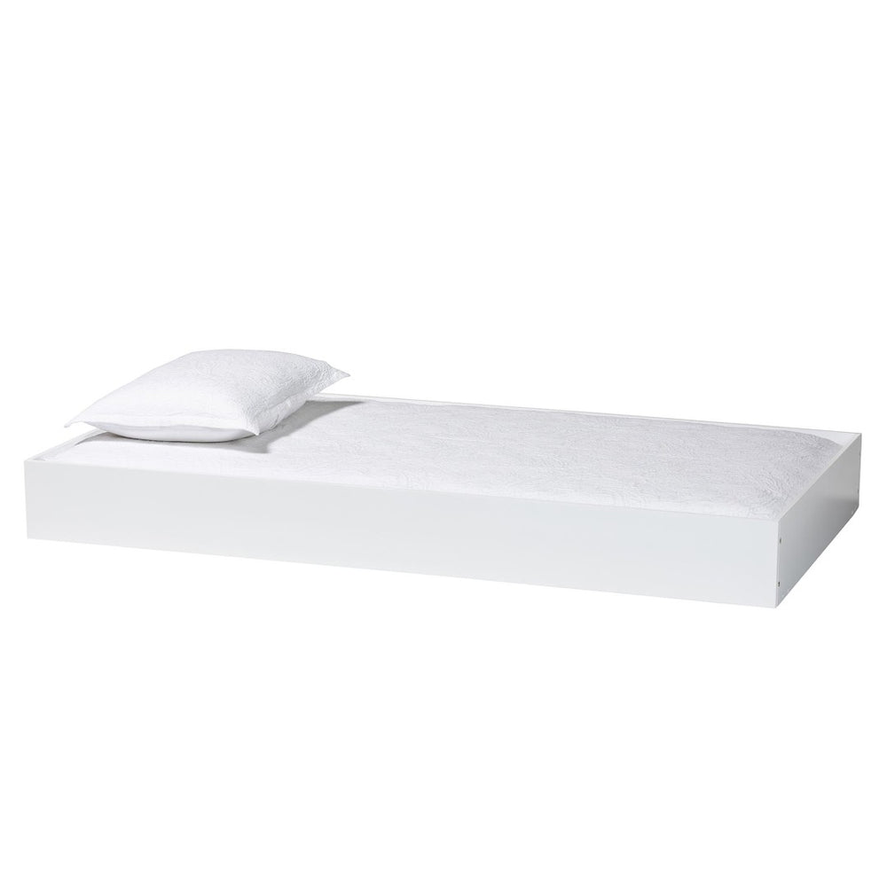 Baxton Studio Baxton Studio Roni Modern White Trundle Bed - Space-Saving Design for Overnight Guests & Easy Storage Roni-White-Trundle