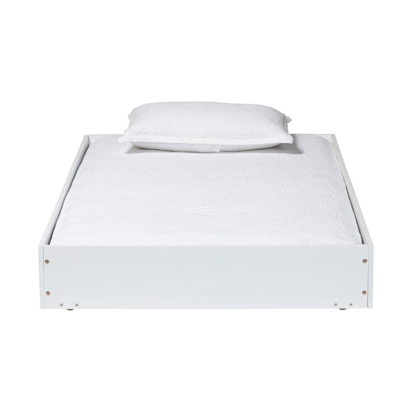 Baxton Studio Baxton Studio Roni Modern White Trundle Bed - Space-Saving Design for Overnight Guests & Easy Storage Roni-White-Trundle