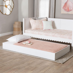 Baxton Studio Baxton Studio Roni Modern White Trundle Bed - Space-Saving Design for Overnight Guests & Easy Storage Roni-White-Trundle