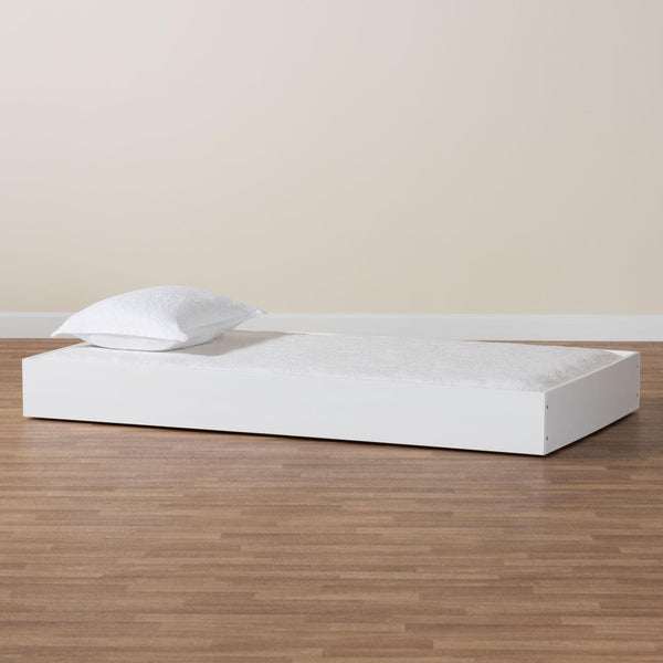 Baxton Studio Baxton Studio Roni Modern White Trundle Bed - Space-Saving Design for Overnight Guests & Easy Storage Roni-White-Trundle