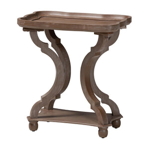 Baxton Studio Baxton Studio French Country Antique Brown End Table with Curved Tray Top and Open Shelf Storage JY24A182-Brown-ET