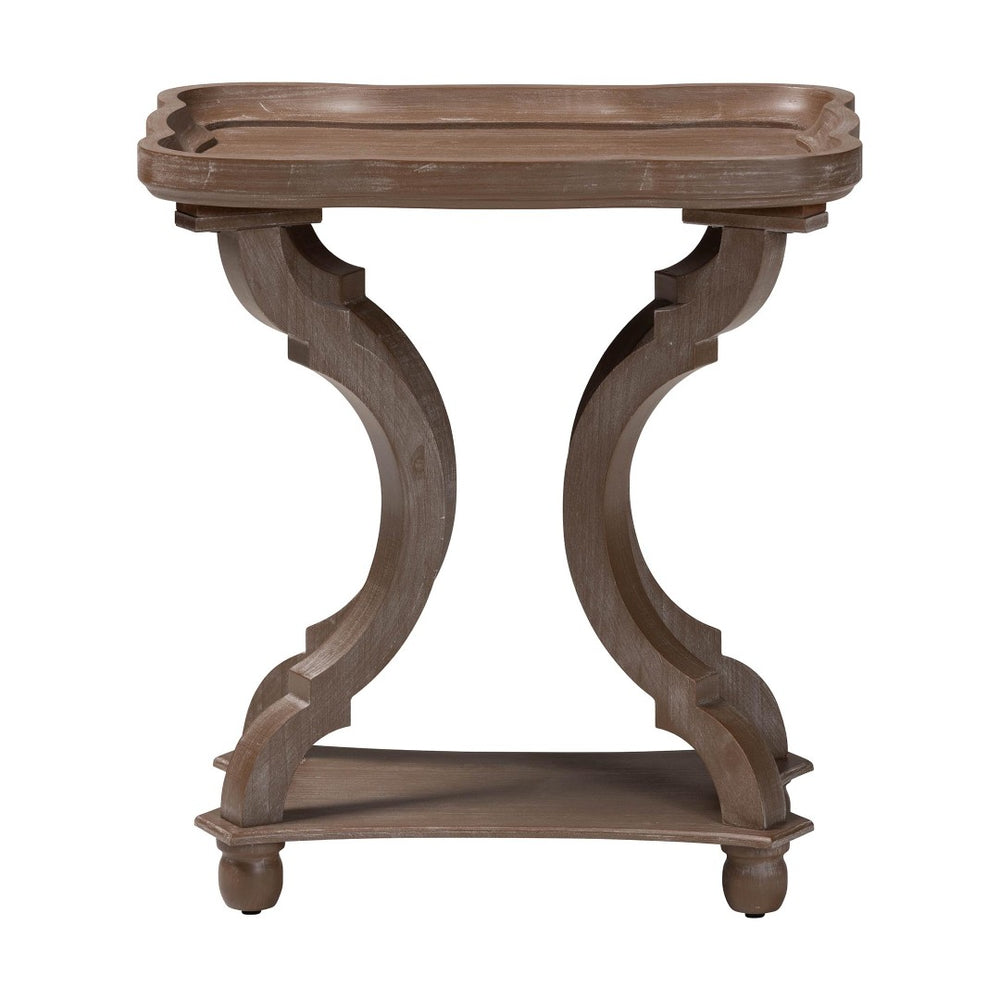 Baxton Studio Baxton Studio French Country Antique Brown End Table with Curved Tray Top and Open Shelf Storage JY24A182-Brown-ET