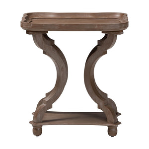 Baxton Studio Baxton Studio French Country Antique Brown End Table with Curved Tray Top and Open Shelf Storage JY24A182-Brown-ET