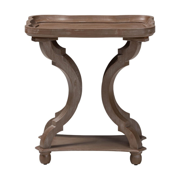 Baxton Studio Baxton Studio French Country Antique Brown End Table with Curved Tray Top and Open Shelf Storage JY24A182-Brown-ET