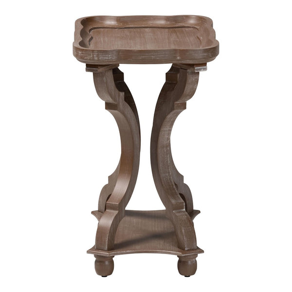 Baxton Studio Baxton Studio French Country Antique Brown End Table with Curved Tray Top and Open Shelf Storage JY24A182-Brown-ET