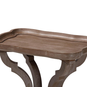 Baxton Studio Baxton Studio French Country Antique Brown End Table with Curved Tray Top and Open Shelf Storage JY24A182-Brown-ET