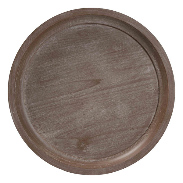 Baxton Studio Baxton Studio Westlyn Antique Brown End Table - French Country Charm with Round Tray Top & Shelf JY24A183-Brown-ET