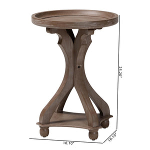 Baxton Studio Baxton Studio Westlyn Antique Brown End Table - French Country Charm with Round Tray Top & Shelf JY24A183-Brown-ET