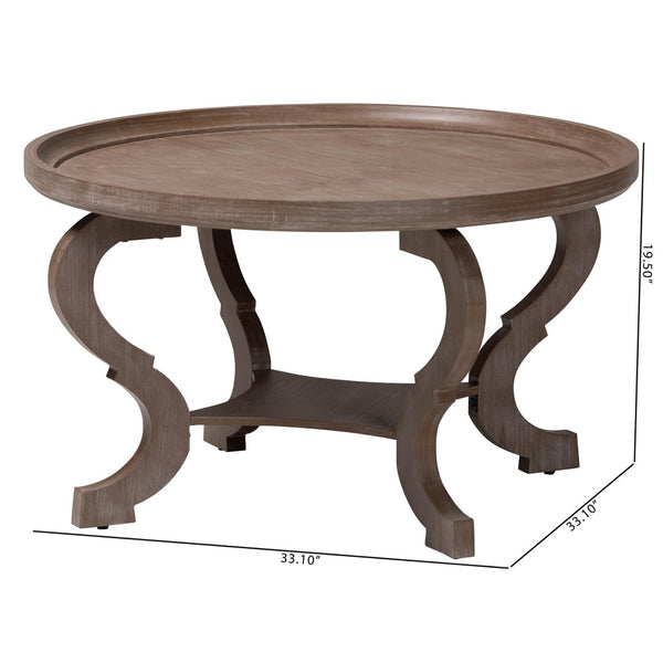Baxton Studio Baxton Studio Madrona Coffee Table - Elegant Antique Brown Wood with Storage & French Country Charm JY24A184-Brown-CT