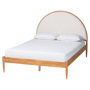 Baxton Studio Baxton Studio Dawson Japandi Queen Bed - Plush Cream Teddy Fabric with Oak Brown Wood Frame MG0238-1-NT Oak/Cream 3001-Queen