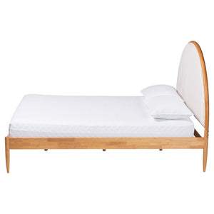 Baxton Studio Baxton Studio Dawson Japandi Queen Bed - Plush Cream Teddy Fabric with Oak Brown Wood Frame MG0238-1-NT Oak/Cream 3001-Queen