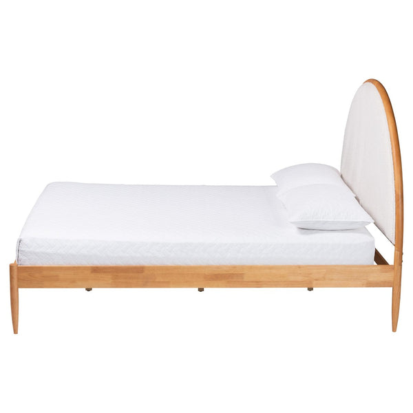Baxton Studio Baxton Studio Dawson Japandi Queen Bed - Plush Cream Teddy Fabric with Oak Brown Wood Frame MG0238-1-NT Oak/Cream 3001-Queen