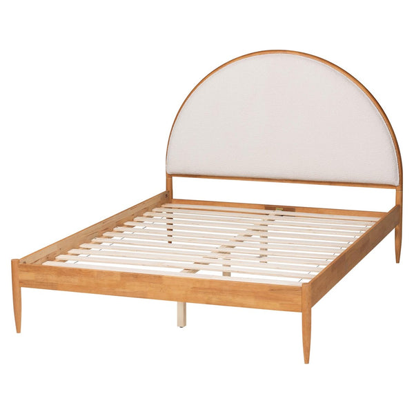 Baxton Studio Baxton Studio Dawson Japandi Queen Bed - Plush Cream Teddy Fabric with Oak Brown Wood Frame MG0238-1-NT Oak/Cream 3001-Queen