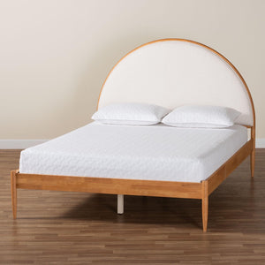 Baxton Studio Baxton Studio Dawson Japandi Queen Bed - Plush Cream Teddy Fabric with Oak Brown Wood Frame MG0238-1-NT Oak/Cream 3001-Queen