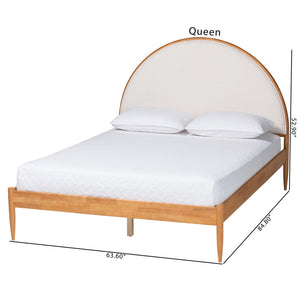 Baxton Studio Baxton Studio Dawson Japandi Queen Bed - Plush Cream Teddy Fabric with Oak Brown Wood Frame MG0238-1-NT Oak/Cream 3001-Queen