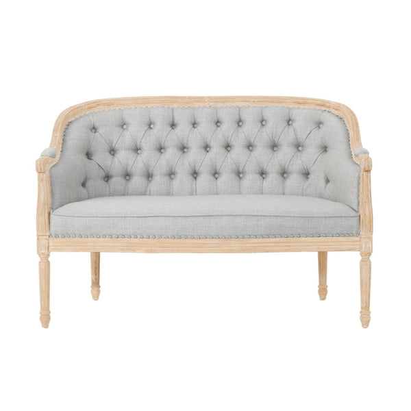 English Elm Chair Chesterfield Loveseat with Tufted Diamond Upholstery Nailhead Trim Birch Frame 60925.00LGRY