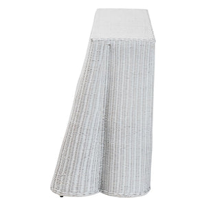 Baxton Studio bali Bali Palm Bohemian Rattan Console Table - Handcrafted Tropical Charm for Entryways & Living Spaces White Console Palm-White Rattan-Console Table