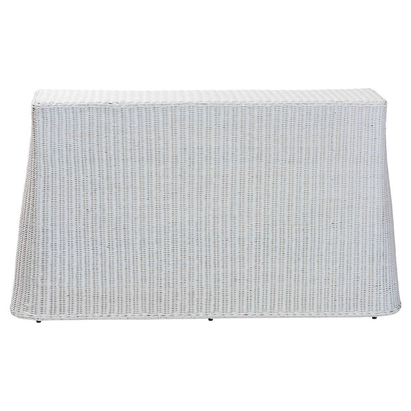 Baxton Studio bali Bali Palm Bohemian Rattan Console Table - Handcrafted Tropical Charm for Entryways & Living Spaces White Console Palm-White Rattan-Console Table