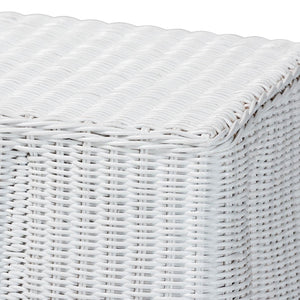 Baxton Studio bali Bali Palm Bohemian Rattan Console Table - Handcrafted Tropical Charm for Entryways & Living Spaces White Console Palm-White Rattan-Console Table