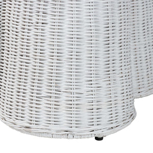 Baxton Studio bali Bali Palm Bohemian Rattan Console Table - Handcrafted Tropical Charm for Entryways & Living Spaces White Console Palm-White Rattan-Console Table