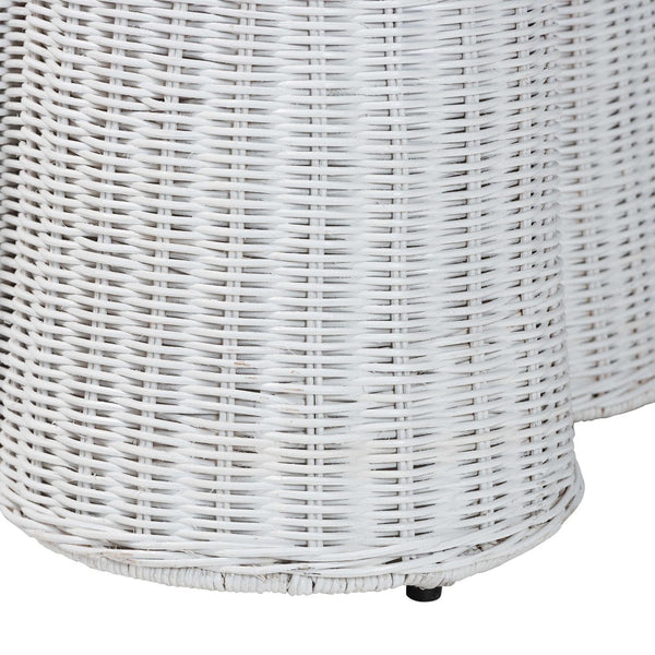 Baxton Studio bali Bali Palm Bohemian Rattan Console Table - Handcrafted Tropical Charm for Entryways & Living Spaces White Console Palm-White Rattan-Console Table