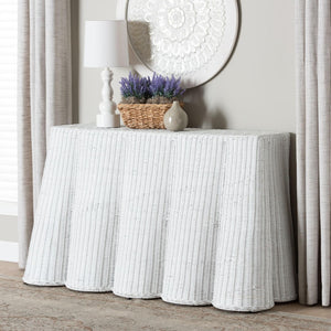 Baxton Studio bali Bali Palm Bohemian Rattan Console Table - Handcrafted Tropical Charm for Entryways & Living Spaces White Console Palm-White Rattan-Console Table