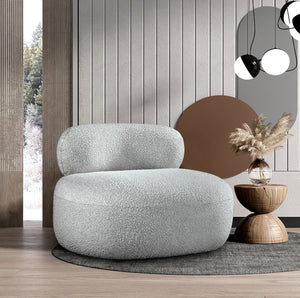 Venti Grey Boucle Fabric Chair 140Grey-C Meridian Furniture