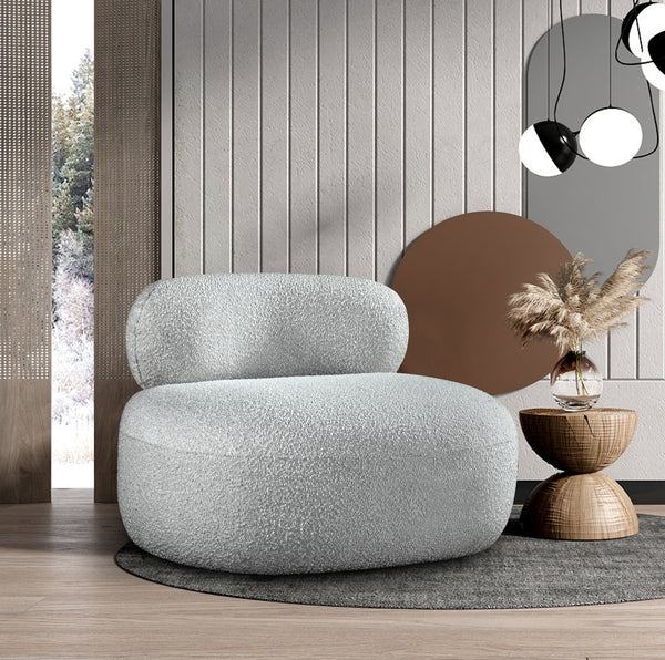 Venti Grey Boucle Fabric Chair 140Grey-C Meridian Furniture