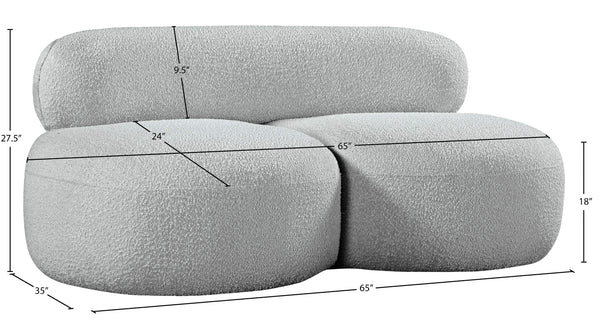 Venti Grey Boucle Fabric Loveseat 140Grey-L Meridian Furniture